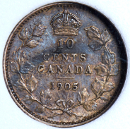 10 центов 1905 (Канада) (в слабе)