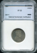 25 центов 1907 (Канада) (в слабе)