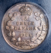5 центов 1904 (Канада) (в слабе)