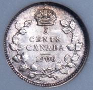 5 центов 1906 (Канада) (в слабе)