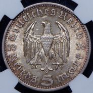 5 марок 1936 (Германия) (в слабе) A (топ-грейд)