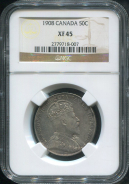 50 центов 1908 (Канада) (в слабе)