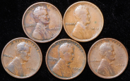 Набор из 5-ти медных монет 1 цент (США)