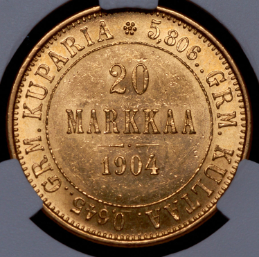 20 марок 1904 (Финляндия) (в слабе) L