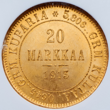 20 марок 1913 (Финляндия) (в слабе) S