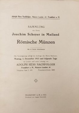 Аукционный каталог Adolph Hess Nachfolger "Sammlung Joachim Scheyer" 1913