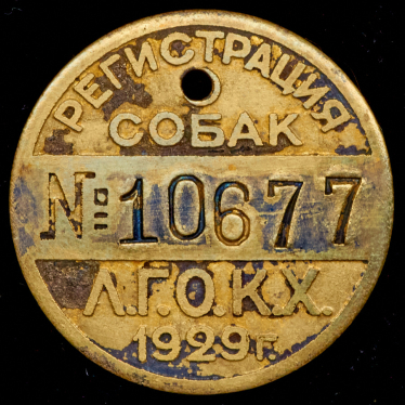 Жетон "Л Г О К Х  регистрация собак" 1929