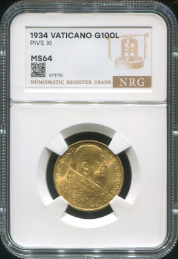 100 лир 1934 (Ватикан) (в слабе)
