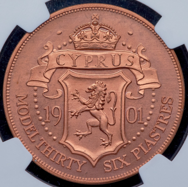36 пиастров 1901. Модуль (Кипр) (в слабе)