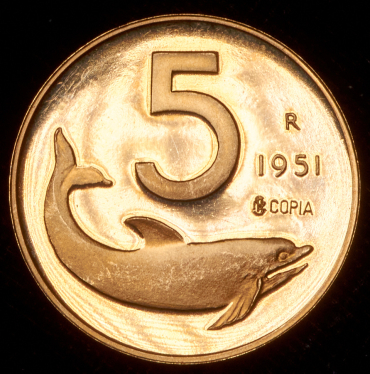 5 лир 1951. Рестрайк (Италия) R