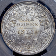 1 рупия 1862 (Британская Ост-Индийская Компания) (в слабе)