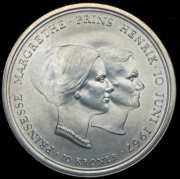 10 крон 1967 "Свадьба принцессы Маргрете и принца Хенрика" (Дания)