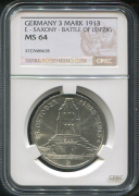 3 марки 1913 "100-летие битвы при Лейпциге" (Саксония) (в слабе)