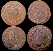 Набор из 10-ти медных монет 5 копеек