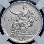 1 лира 1924 (Италия) (в слабе) R