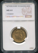 10 гульденов 1876 (Нидерланды) (в слабе)