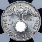 5 марок 1936 (Германия) (в слабе) Е