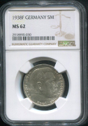 5 марок 1938 (Германия) (в слабе)