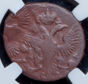 Деньга 1749 (в слабе) (брак)