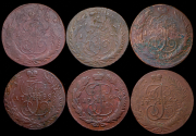 Набор из 10 медных монет 5 копеек (перечеканы)