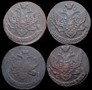 Набор из 10 монет 5 копеек 1790-1796 (+ Павловский перечекан)