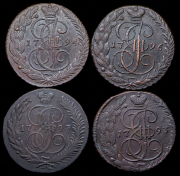 Набор из 10 монет 5 копеек 1790-1796