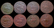 Набор из 11 медных монет 2 копейки 1760-е
