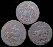 Набор из 11 медных монет 2 копейки 1760-е