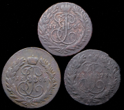 Набор из 11 медных монет 2 копейки 1760-е