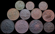 Набор из 19 медных монет (XIX в.)