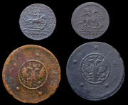 Набор из 4 медных "крестовых" монет