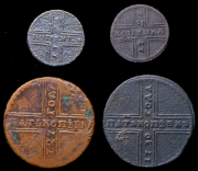 Набор из 4 медных "крестовых" монет