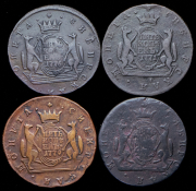 Набор из 4 медных монет 5 копеек "Сибирские" КМ