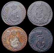 Набор из 4 медных монет 5 копеек "Сибирские" КМ