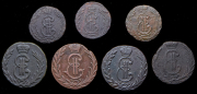 Набор из 7 медных монет "Сибирские"