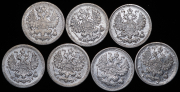 Набор из 7-ми сер. монет 5 копеек (Николай II)