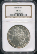 1 доллар 1881 (США) (в слабе)
