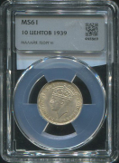 10 центов 1939 (Малайя) (в слабе)