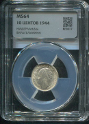 10 центов 1944 (Нидерланды) (в слабе)