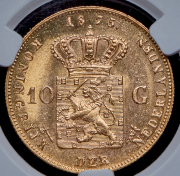 10 гульденов 1875 (Нидерланды) (в слабе)