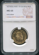 10 гульденов 1875 (Нидерланды) (в слабе)