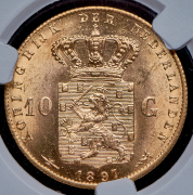 10 гульденов 1897 (Нидерланды) (в слабе)