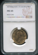 10 гульденов 1897 (Нидерланды) (в слабе)