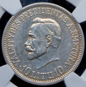 10 лит 1938 "20 лет Республике" (Литва) (в слабе)