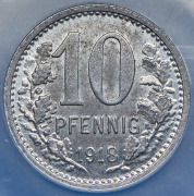 10 пфеннигов 1918 (Изерлон, Германия) (в слабе)