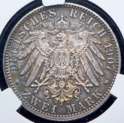 2 марки 1907 "На смерть Фридриха I" (Баден) (в слабе)