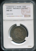 2 марки 1907 "На смерть Фридриха I" (Баден) (в слабе)
