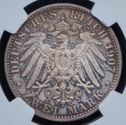 2 марки 1907 "На смерть Фридриха I" (Баден) (в слабе)