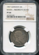 2 марки 1907 "На смерть Фридриха I" (Баден) (в слабе)