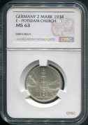 2 марки 1934 (Германия) (в слабе)